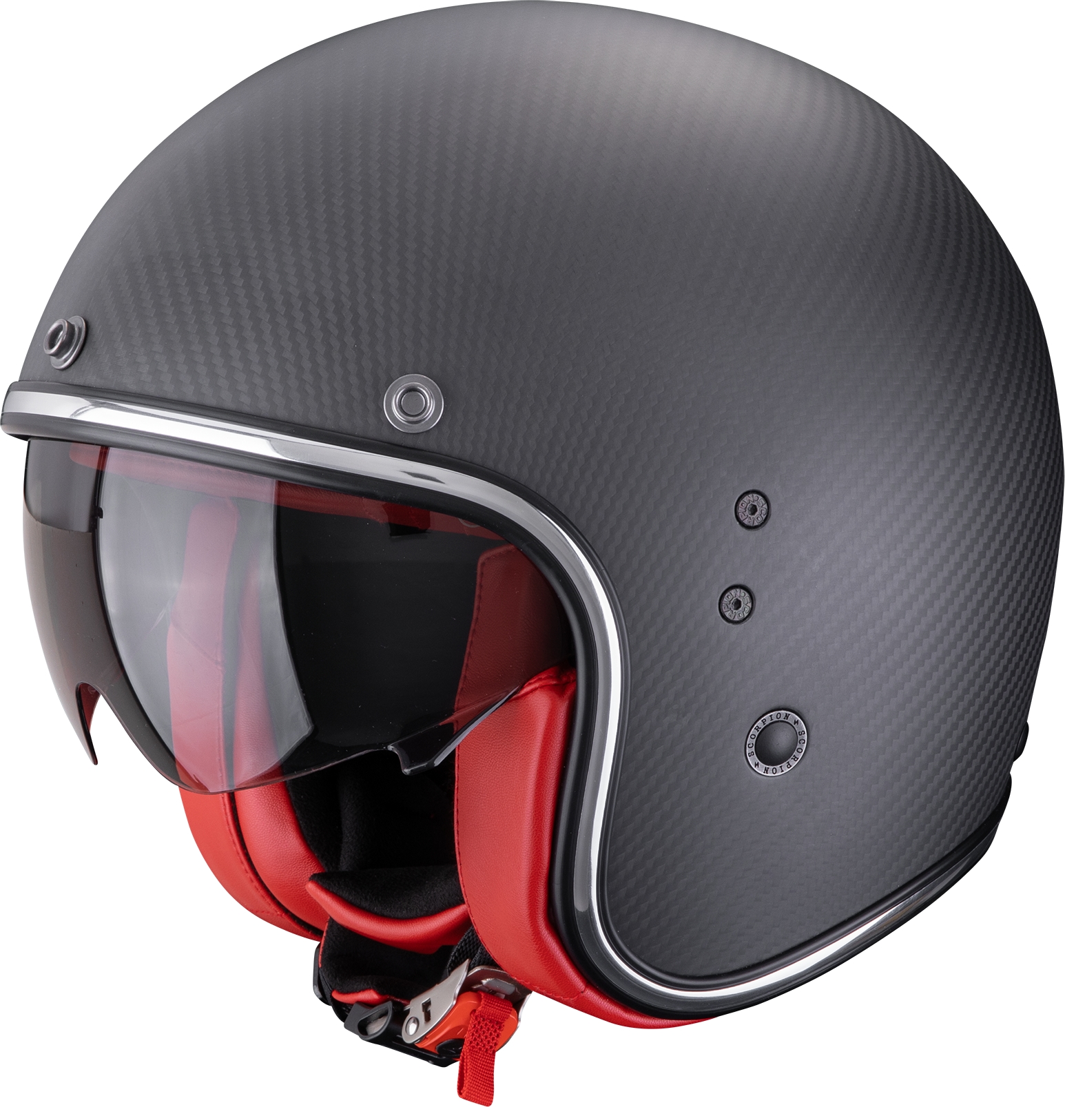 SCORPION Belfast Evo Carbon Solid Matt, Jet helmet, Black-Red