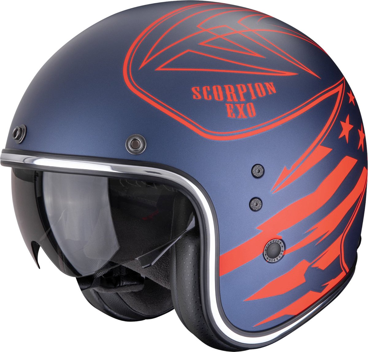 SCORPION Belfast Evo Dawg, Jet helmet, Matt Blue-Red
