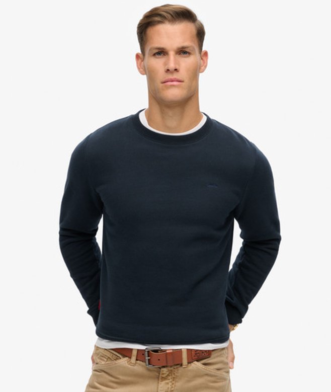 Superdry Herren Essential Logo Sweatshirt mit Rundhalsausschnitt Marineblau - Größe: M