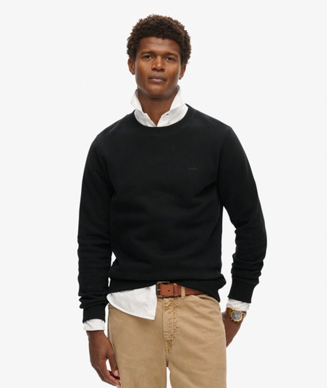 Superdry Herren Essential Logo Sweatshirt mit Rundhalsausschnitt Schwarz - Größe: M