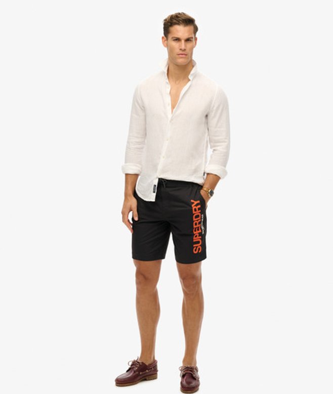 Superdry Herren Sportswear Boardshorts aus Recyceltem Material Schwarz - Größe: Xxl