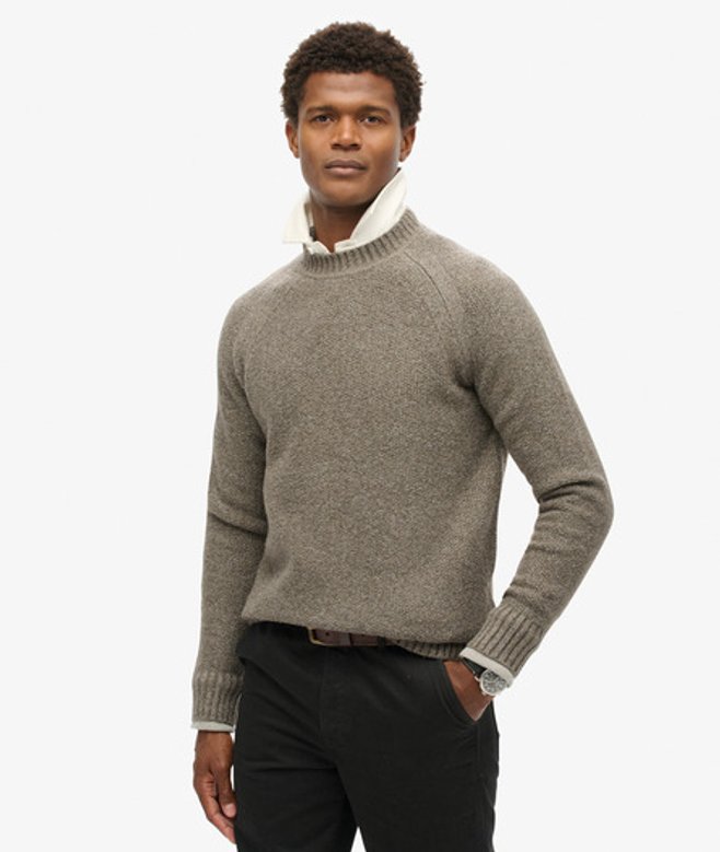 Superdry Herren Braun Grober Raglan-Pullover, Größe: S