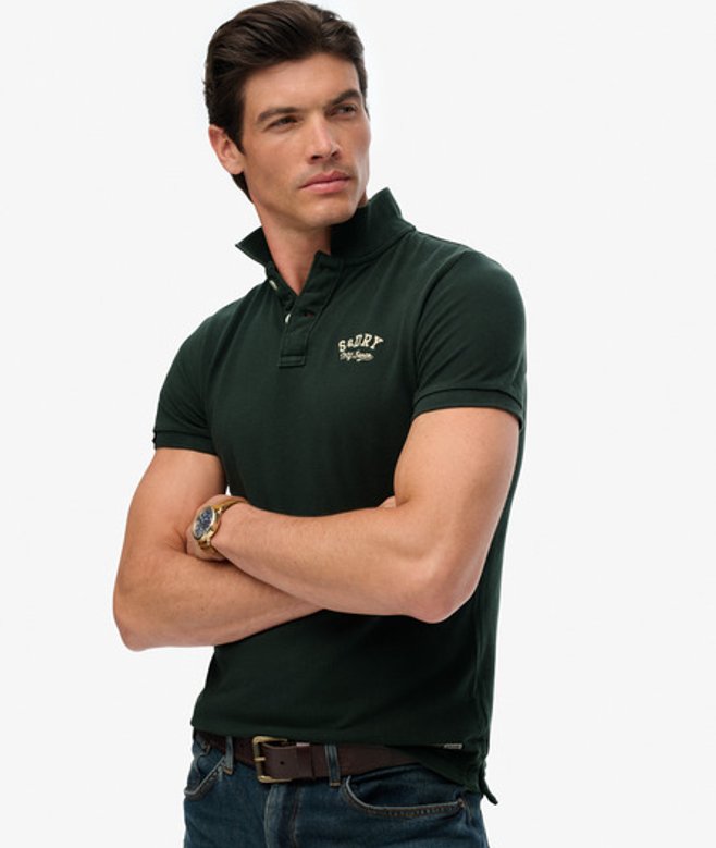 Superdry Herren Vintage Athletic Besticktes Poloshirt Green - Größe: Xxl