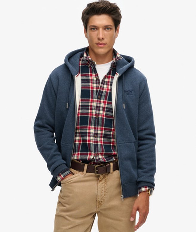 Superdry Herren Essential Kapuzenjacke mit Logo Marineblau - Größe: M