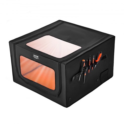 VEVOR Laser Engraver Enclosure, 800 x 800 x 500 mm(31.5 x 31.5 x 19.6"), Dual-Direction Viewing, Flame Retardant and Fireproof Protective Cover, with Exhaust Fan and Pipe, Insulates Smoke, Noise and Eye Protection
