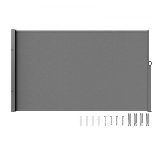VEVOR Retractable Side Awning, 79''x 118'' Outdoor Privacy Screen, 180g Polyester Water-proof Retractable Patio Screen, UV 30+ Room Divider Wind Screen for Patio, Backyard, Balcony, Gray