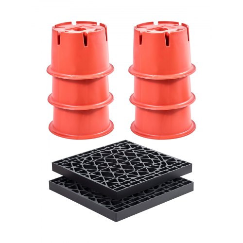 VEVOR Trailer Jack Blocks, 8" High, 2000 lbs Capacity, 8 Pcs Heavy Duty Camper Leveler Kit - 6 RV Leveling Blocks & 2 Pads, Camper Accessories for Travel Trailers, 5th Wheels Class A/C Motorhomes