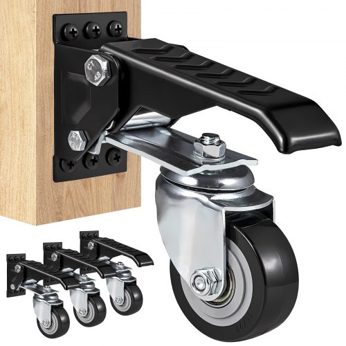 VEVOR Workbench Caster Wheels, 165 lbs lastkapacitet, set med 4, 2,5" Heavy Duty infällbara hjul, sidomonterade justerbara Stepdown-hjul med 360° svängning för arbetsbänkar, bord och utrustning