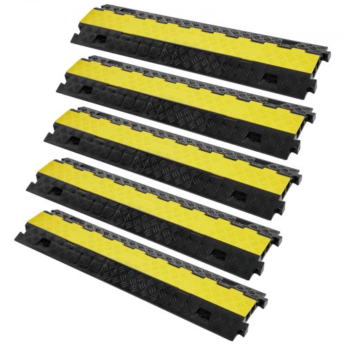 VEVOR 5 st kabelskydd för ramp, 2 kanaler, 10000 kg/axelkapacitet 91,8x25x4,3 cm kraftigt TPU-vajerskydd för rampslang, rampuppfart, trafikhinder med TPR-öppningsbart toppskydd, för inomhus- och utomhusbruk