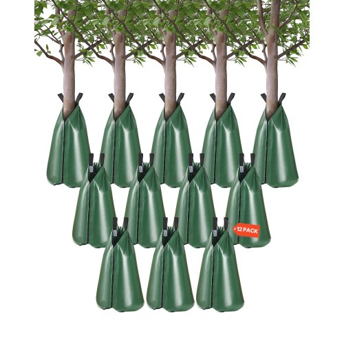 VEVOR Tree Watering Bag, 12 Packs 20 Gallons Watering Bags for New Trees, 5-9 Hours Slow Release Refillable Tree Drip Irrigation Bags with Zipper, Durable Tree Watering System for Deep Root Targeting