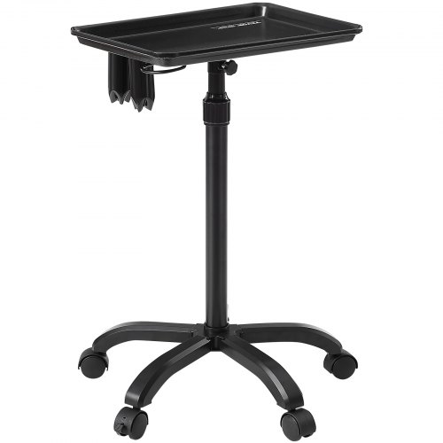 VEVOR Salon Tray Cart, 762-1092,2 mm Height Adjustable Rolling Salon Tray, Cold-rolled Plate Tattoo Tray with 5 Wheels (2 Lockable) for SPA Barbershop Clinic, Black