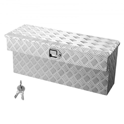 VEVOR Truck Bed Tool Box, Heavy Duty Aluminum Tool Box with Tread Patterns, Storage Toolbox Chest Organizer with Lock and Key, Ideal for Pickup, Truck Bed, RV, Trailer, 864 x 305 x 390 mm, Silver