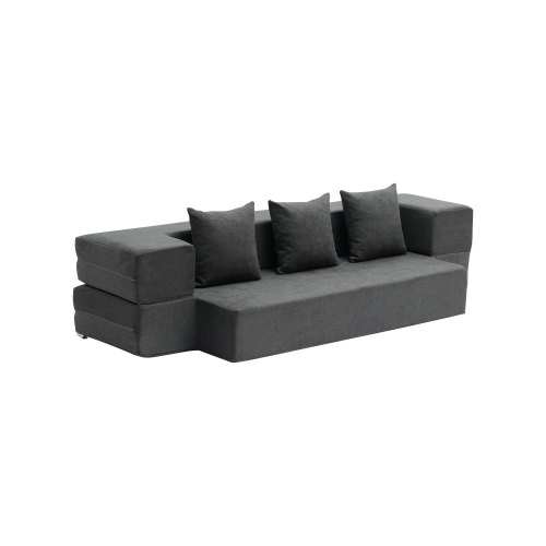 VEVOR Folding Sofa Bed, 3-in-1 Foldable Couch Bed with 3 Pillows and Washable Cover, 25D High Density Memory Foam Convertible Sleeper Chair Bed, Futon Couch for Living Room, Bedroom, Dark Grey(Twin)