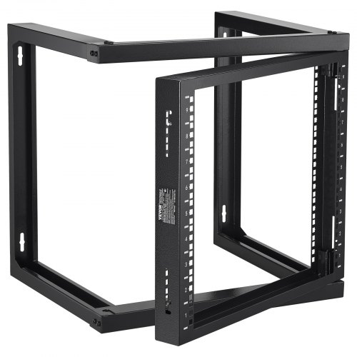 VEVOR 9U Wall Mount Rack 150 lbs/68.04 kg Open Frame Server Network Rack Black 530x450x520mm