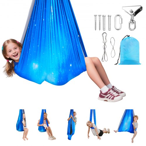 VEVOR Sensorisk Gunga, Dubbelskiktad Tyg Sensorisk Hängmatta, Sensorisk Gunga för Inomhus och Utomhus med 360° Vridbar Galge, O-Sling, Håller upp till 136,07 kg, Justerbar Aerial Yoga, Hängande Gungor för Barn
