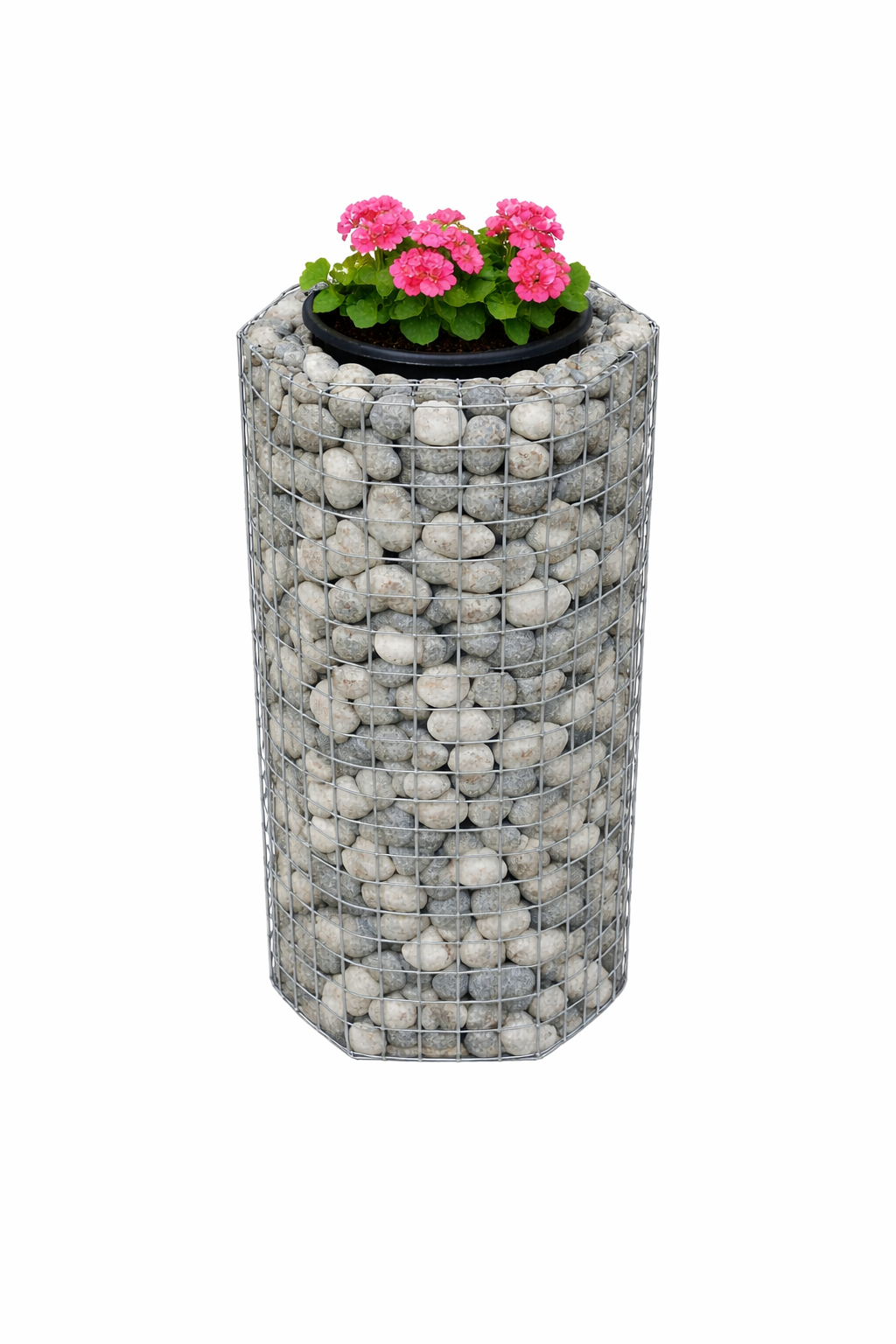 Oktagonal blomsterpelare Höjd 62 cm MW 5 x 5 cm, varmförzinkad inkl. kruka