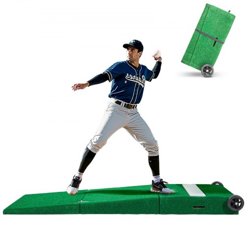 VEVOR Pitching Mound, Bärbar Baseball Pitcher's Mound, 237 cm Tränings- och träningsutrustning för inomhus- och utomhuspitching, Softball Pitching Hjälpmedel med Antifade Turf, Pitching Gummi, Bärhandtag