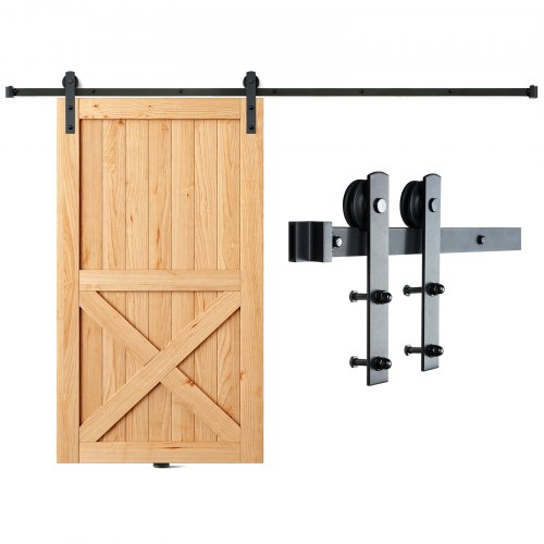 VEVOR 304.8 Sliding Barn Door Hardware Kit, 149.7 kg Loading Heavy Duty Barn Door Track Kit for Single Door, Fit 140.2-158.5 cm Wide and 3.3-4.6 cm Thick Door Panel, with Smooth & Silent Pulley (I Shape)
