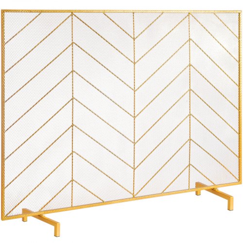 VEVOR Fireplace Screen Single Panel, Sturdy Iron Mesh Fireplace Screen, 980(L) x758(H)MM Spark Guard Cover, Simple Installation, Free Standing Fire Fence Grate for Living Room Home Decor Modern