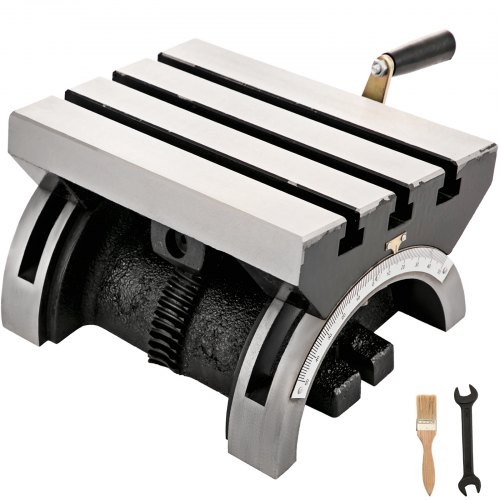 VEVOR Tilting Milling Table 25.4x17.8 cm(10x7inch) Tilting Angle Milling Machine 0-80°Adjustable Swivel Angle Plate with 3 T-slots and an Adjustable Crank Handle Heavy Duty Tilting Milling Machine for Grinding