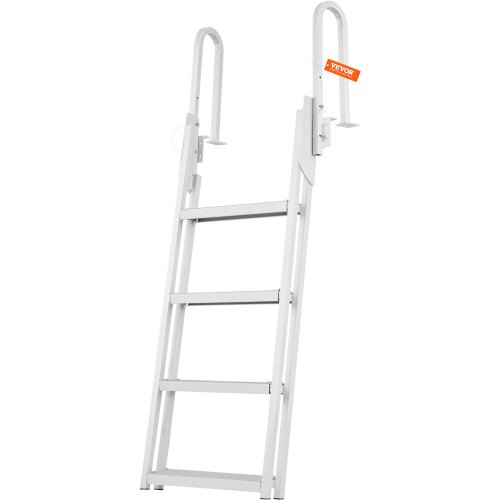 VEVOR Bryggstege Uppfällbar 4 Steg, 159 kg Lastkapacitet, Aluminium Ponton Båtstege med 4" Bredt Steg och Halkfri Pedal, Badstege för Skepp/Sjö/Pool/Marin Boarding