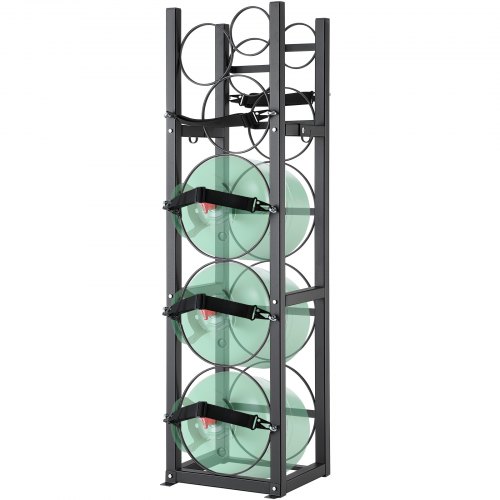 VEVOR Kylmedelstankarställ, med 3 x 13,6 kg och 3 andra små flasktankar, Cylindertankställ 30,8 x 30,8 x 120 cm, Kylmedelstankarställ och hållare för freon, gaser, syre, kväve