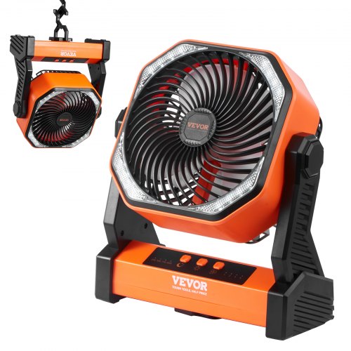 VEVOR Portable Fan Rechargeable 203.2mm, Battery Powered Fan with LED Lantern, 4 Speeds Adjustable Portable Small Table Fan Personal, USB Battery Operated Fans for Travel Bedroom Home Camping Office