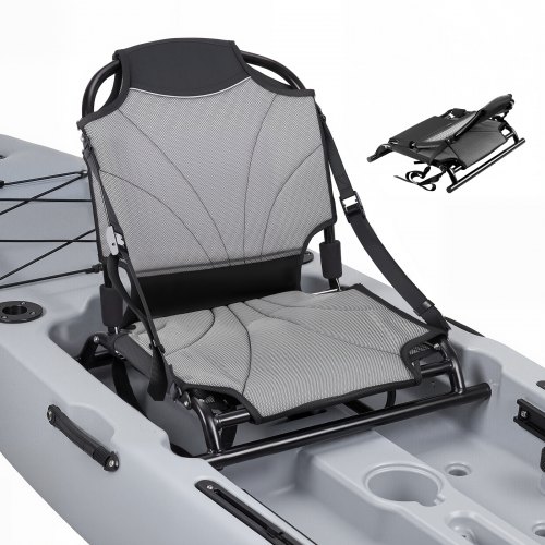 VEVOR Kayak Seat, 1 Pack 34 mm Raised Height, Universal Foldable Canoe Seat with Adjustable Back Support, Adjustable Straps, and Aluminum Alloy Frame for Sit-on-Top/Fishing/Inflatable Kayaks & Canoes