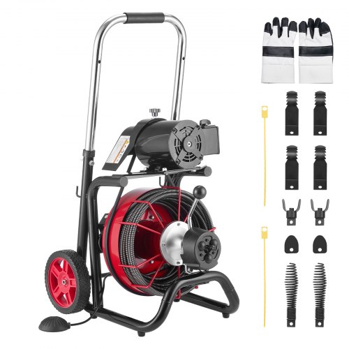 VEVOR Drain Cleaner Machine Electric Drain Auger 30.5m x 9.52mm Auto Feed
