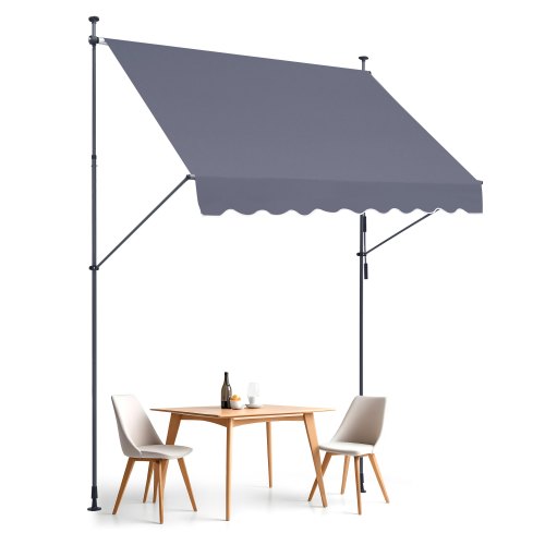VEVOR 98 x 47" Patio Awning Retractable, Awning Sunshade Shelter with Manual Crank Handle, Outdoor Patio Canopy Sunsetter Deck, Adjustable Height from 86 to 122 in, for Patio/Balcony/Yard, Dark Gray