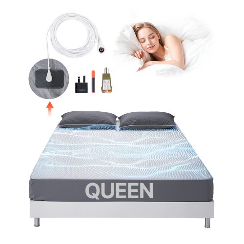 VEVOR Grounding Sheets, Queen Size, 95% Cotton + 5% Pure Silver Fiber, Earth Grounded Fitted Bed Sheets, with Grounding Cord & Tester, for Improved Sleep & Wellness (Gray, Queen - 1525 x 2030 x 5 mm)