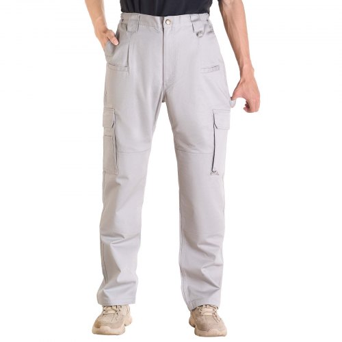 VEVOR FR Pants for Men, 100% Cotton, Flame-Resistant Cargo Pants with Multi-Pockets and Elastic Waist, Reinforced Tear-proof Stitching, Ideal for Welding Work and Casual Wear, XL Size, Gray