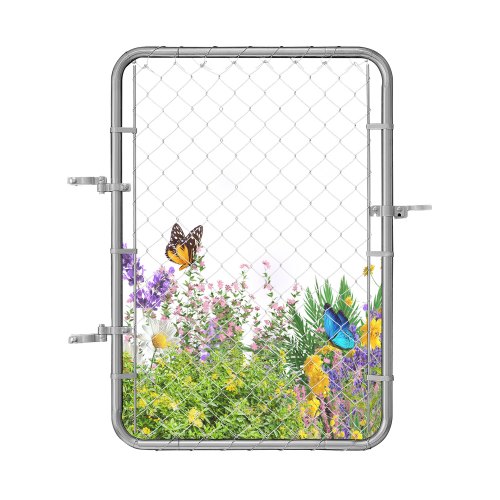 VEVOR Chain Link Fence Gate, 32 x 46 in, Adjustable Chain Link Fence Panel, Fit 2-6 ft (W) x 4 ft (H) Garden Fence Gate Opening, Rust-Resistant Galvanized Fencing Gate for Farm Posts Not Included