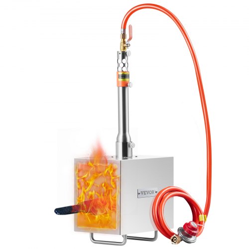 VEVOR Portable Propane Forge, 1 Burner Farrier Forge, 2600℉ Tool and Knife Making Blacksmithing Gas Forge, Large Capacity Square Stainless Steel Gas Forging Tools and Equipment for Metal Forging