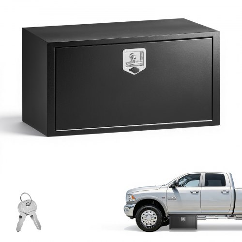 VEVOR Underbody Truck Tool Box, 914 x 457 x 457 mm Heavy Duty Steel Trailer Storage Box with Lock & Keys, Waterproof Trailer Storage Organizer Under Body Chest with T-Handle for Truck, Van, SUV, Black