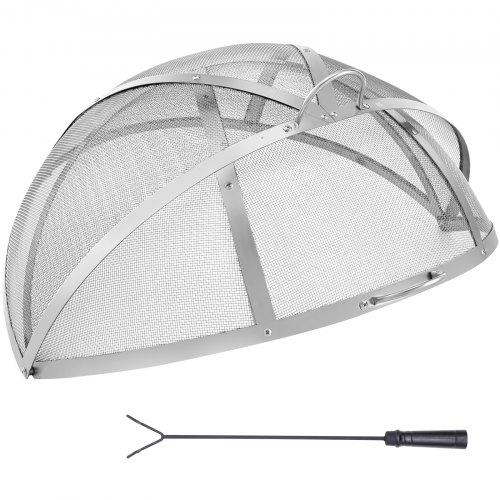 VEVOR Firepit Spark Screen Lid, 30" Diameter, Outdoor Firepit Ring Cover Round Accessories, Fire Pit Metal Cover, Easy-Opening Stainless Steel Fire Ring Covers for Outdoor Patio Fire Pits Backyard