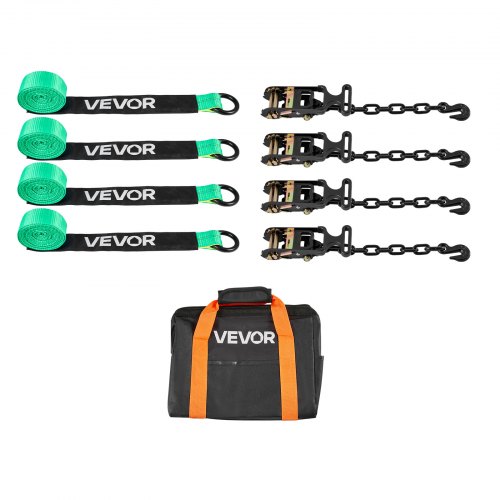 VEVOR Wheel Chock Tie-Down Kit, Tire-Style Tow Dolly Strap, Car Tie Down Kit with Heavy-Duty Hook, Break Strength 4540 kg & Working Load 1512 kg Motorcycle Tie-Down System with O-Ring for ATV, SUV