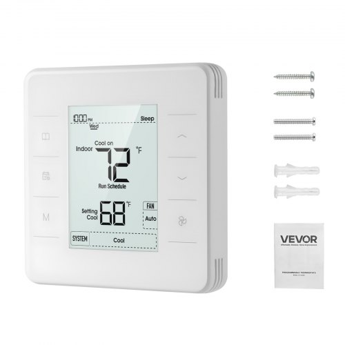 VEVOR 7-Day Programmable Thermostat, Home Thermostats for Heat Pump,Air Conditioner,Underfloor Heating, LED Screen with Backlight & 1Cool+1Heat,Energy-Efficient,Wide Temp Range,White