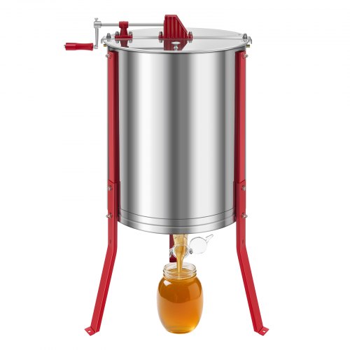 VEVOR Honey Extractor, 6 Frame Manual Honey Spinner with Transparent Lid, Stainless Steel Honeycomb Drum Spinner with Height Adjustable Stand, Honeycomb Extraction Centrifuge Equipment for Beekeeping