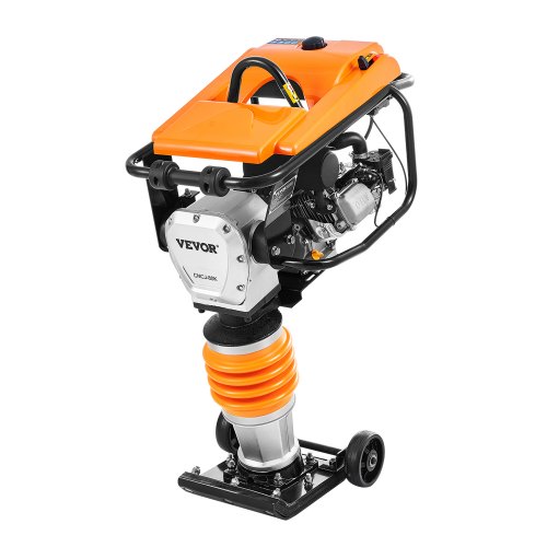 VEVOR Jumping Jack Compactor, 6.5 HP Vibratory Rammer Fuel-Powered 196 cc Engine Tamper, 3600 lbs Impact Force, 26" Max Compaction Depth, Four-Spring, for Soil, Gravel, Concrete Slabs, Foundations