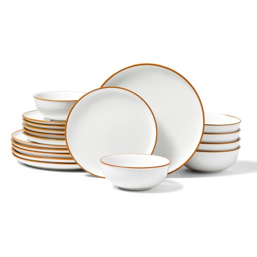 VEVOR Dinnerware Set, Service for 6  People, Round Plates and Bowls Sets, Scratch Resistant Ceramic Dinner Ware, Dishwasher and Microwave Suitable Kitchen Dishes, for Dessert Salad Soup Pasta, White