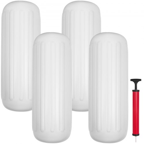 VEVOR 4 NEW Ribbed Boat Fenders 10" x 28" Center Hole Bumpers Mooring Protection