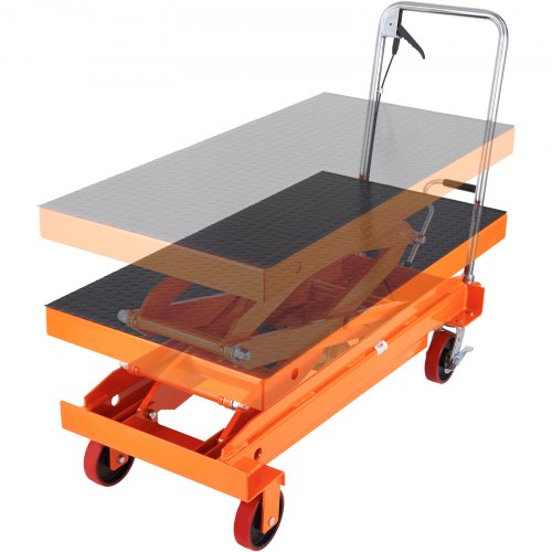 VEVOR Hydraulic Lift Table Cart, 789.3 kg Capacity 149.9 cm Lifting Height, Manual Double Scissor Lift Table with 4 Wheels and Non-slip Pad, Hydraulic Scissor Cart for Material Handling and Transportation