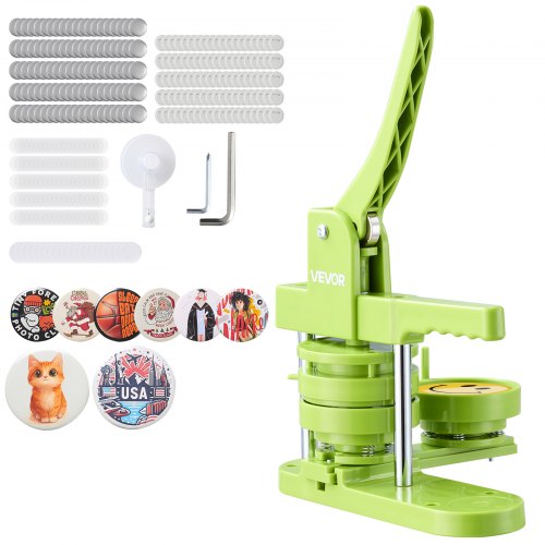 VEVOR Button Maker Machine, 75 mm, Plastic Pin Maker with 100pcs Button Parts, Mr. Panda Magic Book, Circle Cutter and Hex Wrenches, Reinforced Ergonomic Handle, for DIY Badges, Personalized Pins