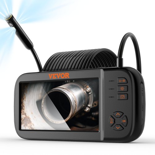 VEVOR Triple Lens Endoscope Camera, 11.4 cm IPS Screen Borescope Inspection Camera with 1080P Lens, Semi-rigid Snake Cable, 8 Lights, 2860 mAh Battery, Waterproof Endoscope for Auto, Wall, Drain