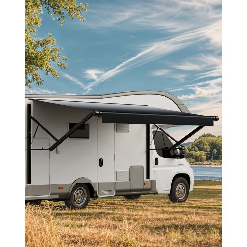 VEVOR Motorized RV Awning Complete Kit, 20' Retractable Awning with Aluminum Alloy Frame, Outdoor Trailer Awning, Fit for Most RVs(Black Fade)
