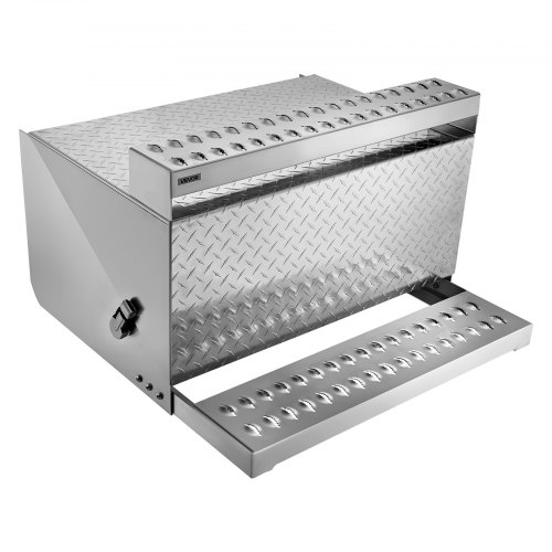VEVOR Semi-Truck Step Tool Box, 790 x 770 x 485 mm Heavy Duty Aluminum Diamond Plate Toolbox, Waterproof Cab Entry Step Storage Box with Shock-Absorbing Latch for Flatbed, Crane, and Semi Trucks