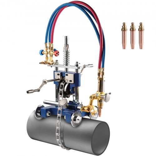 VEVOR CG2-11Y Manual Pipe Cutting Machine, 0.2"-2" Thick Pipe Beveling Machine with 82-in Chain, 0°-45° Adjusted Angle Gas Cutting Machine with 3 Tips, Portable Torch Beveling Gas Cutter