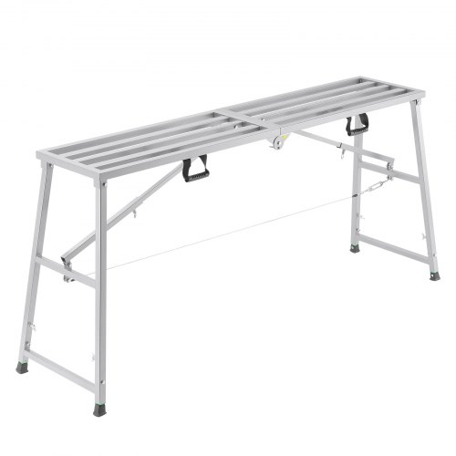 VEVOR Work Platform, 4 Gear Adjustable Height, Folding Alloy Steel Step Ladder, Portable Scaffolding Platform, 880 lb Load Capacity, Non-Slip Rubber Feet, Drywall Painting Stool, Cleaning & Washing