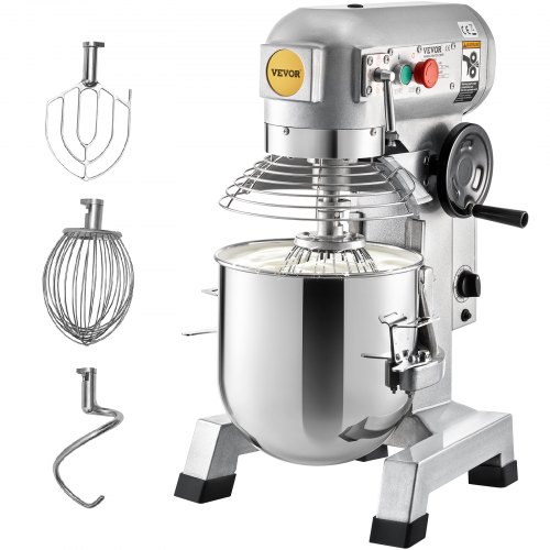VEVOR Commercial Stand Mixer, 28.4 L Stainless Steel Bowl, 1500W Heavy Duty Electric Food Mixer with 3 Speeds Adjustable 108/199/382 RPM, Dough Hook Whisk Beater Included, Perfect for Bakery Pizzeria
